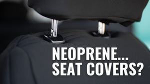 image of a wet okole seat cover with the words: neoprene...seat covers? on top