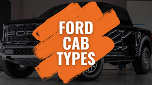 Ford F150 with a text overlay reading: Ford Cab Types