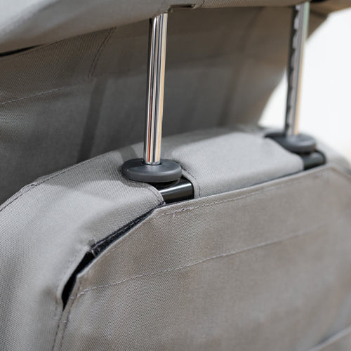 The seat covers are designed fit well with all of your seat features, like headrest mounts.