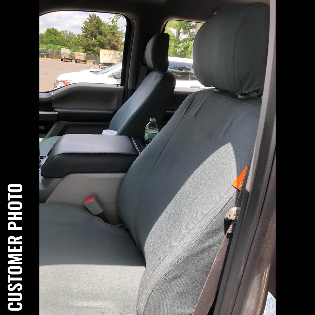 Ford F150 with TigerTough Gray Ironweave seat covers.