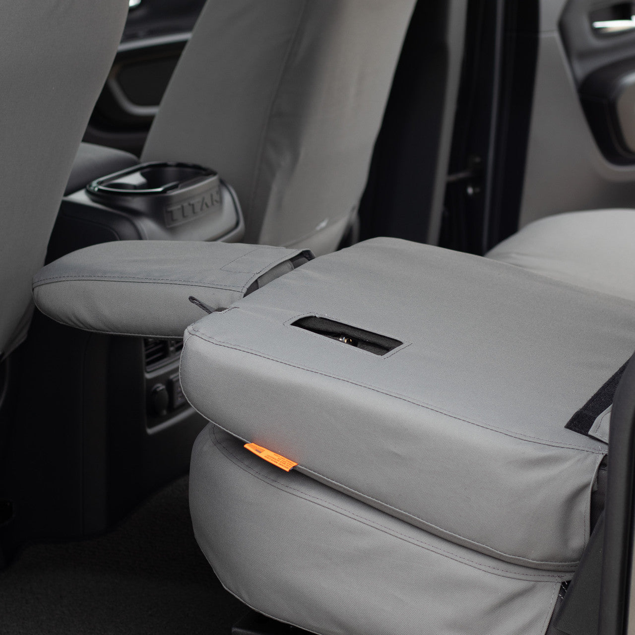 TigerTough Rear Seat Covers for the Nissan Titan.