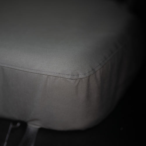 Seat bottom detail showing the double stitched seam.