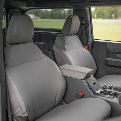 Ultra durable front seat covers for the Ford Bronco. Great warranty, built from 1000 denier Cordura